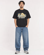Mockup Boxy Heavyweight Tee Black male full-body 02