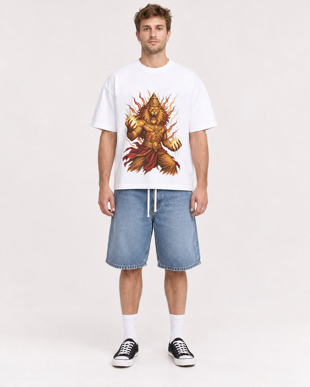 Mockup Boxy Heavyweight Tee White male full-body 08