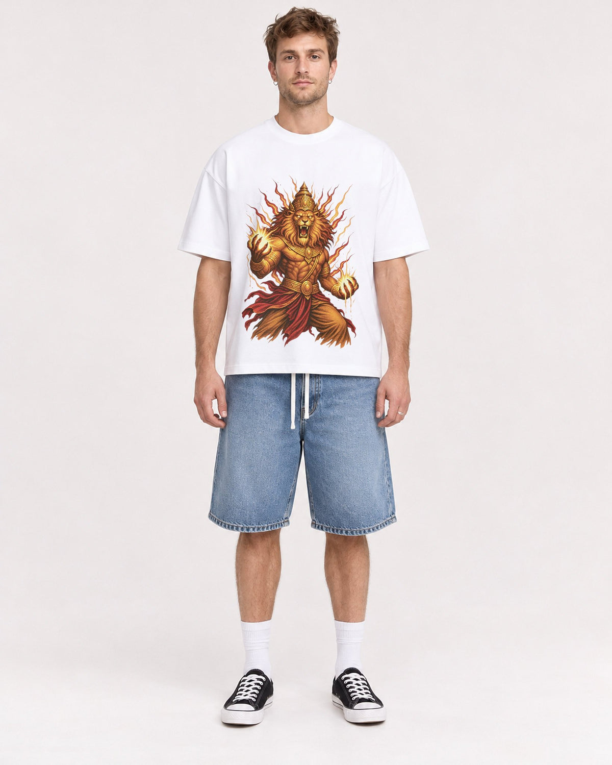 Mockup Boxy Heavyweight Tee White male full-body 08