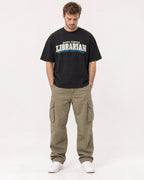 Mockup Boxy Heavyweight Tee Black male full-body 08
