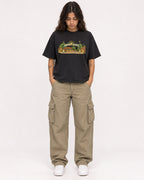 Mockup Boxy Heavyweight Tee Black female full-body 06