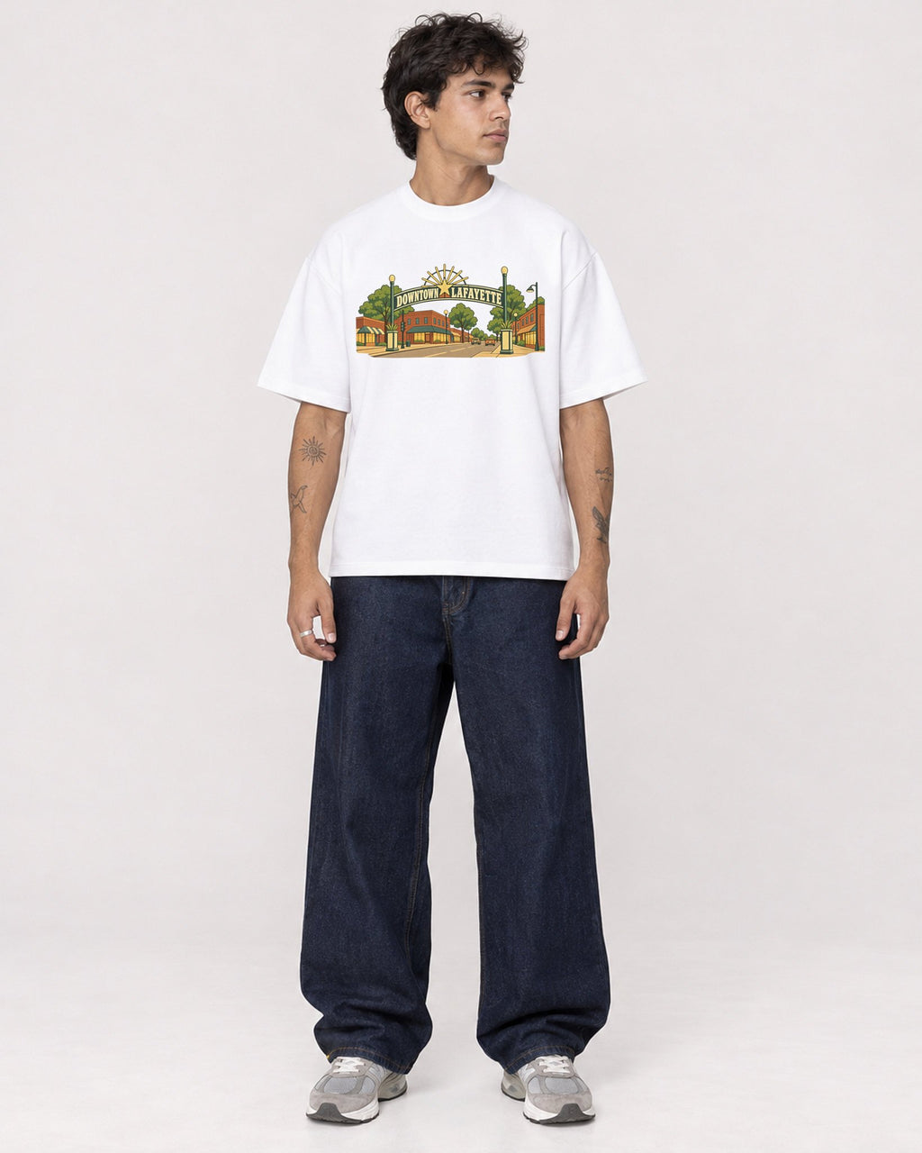 Mockup Boxy Heavyweight Tee White male full-body 06