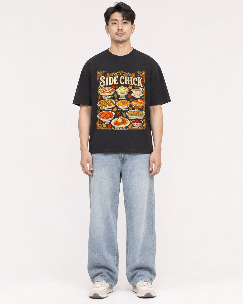 Mockup Boxy Heavyweight Tee Black male full-body 13