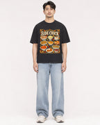 Mockup Boxy Heavyweight Tee Black male full-body 13