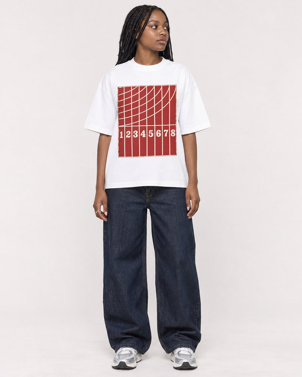 Mockup Boxy Heavyweight Tee White female full-body 04
