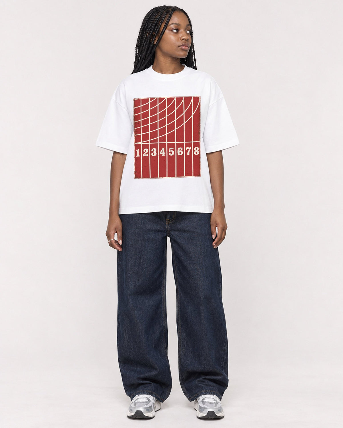 Mockup Boxy Heavyweight Tee White female full-body 04