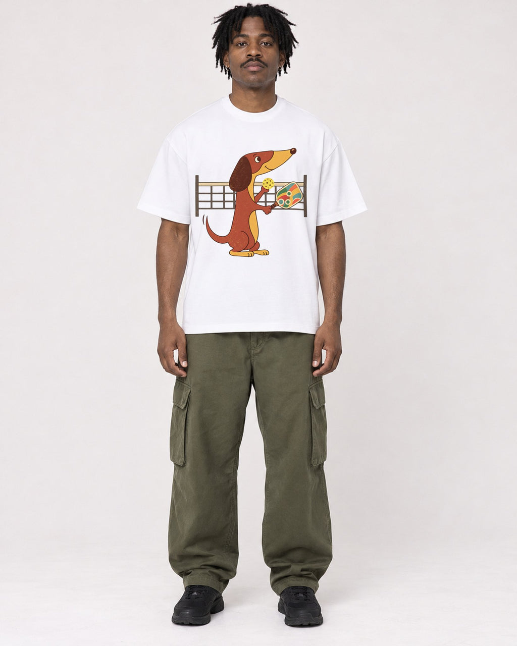Mockup Boxy Heavyweight Tee White male full-body 04