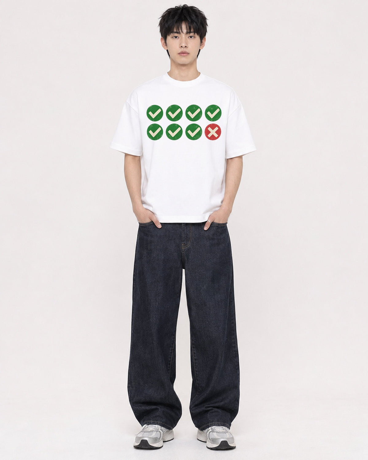 Mockup Boxy Heavyweight Tee White male full-body 01