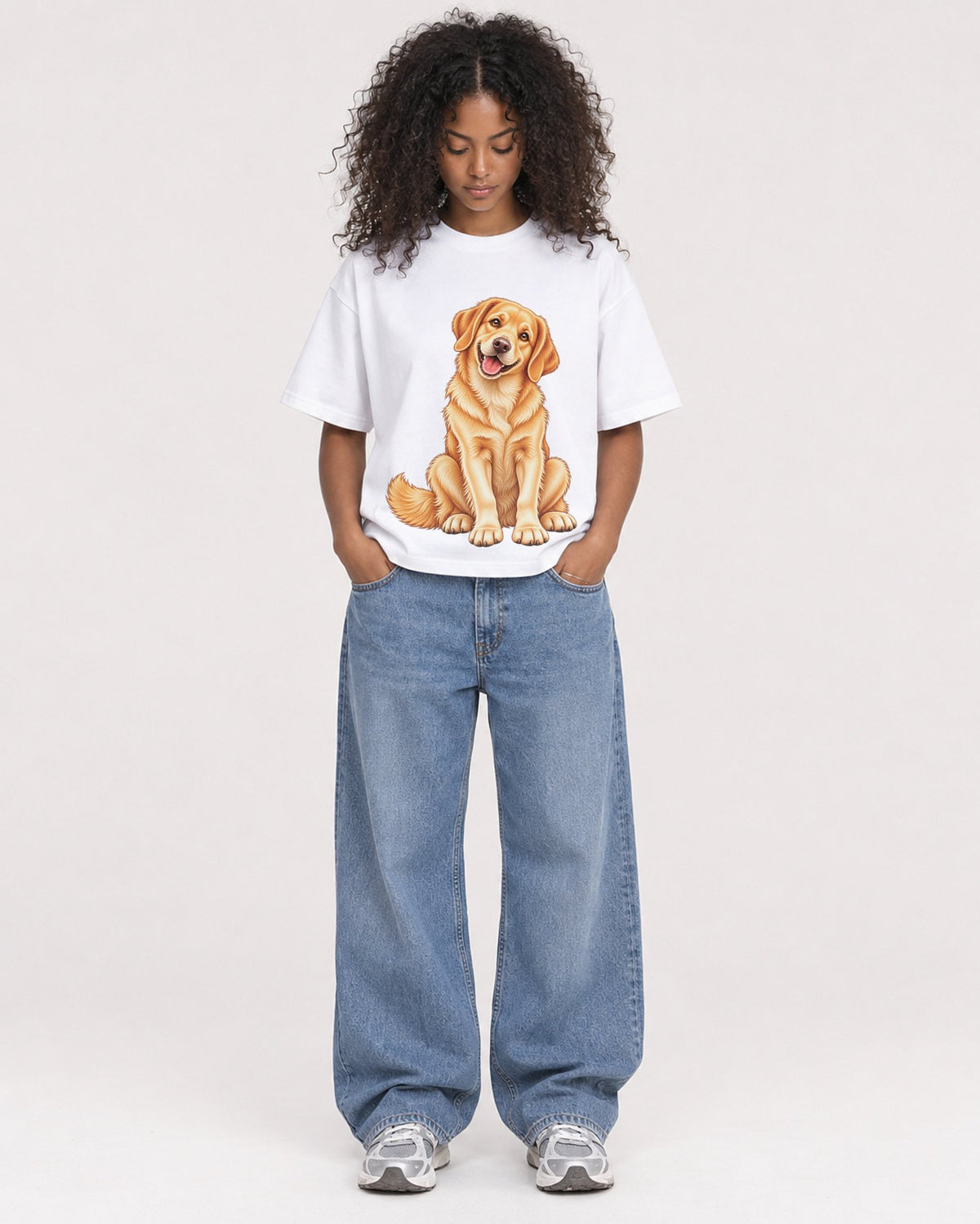 Mockup Boxy Heavyweight Tee White female full-body 05