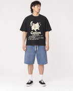Mockup Boxy Heavyweight Tee Black male full-body 23