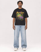 Mockup Boxy Heavyweight Tee Black male full-body 05