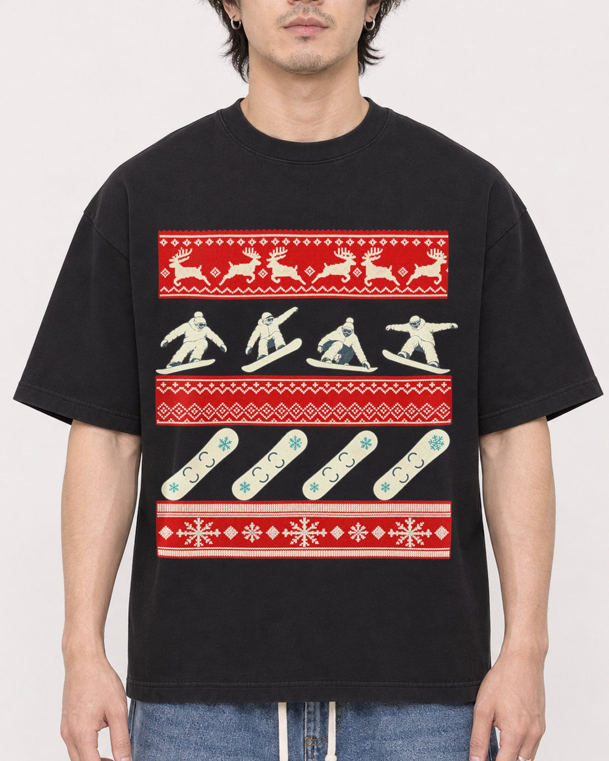 Mockup Boxy Heavyweight Tee Black male close-up 03