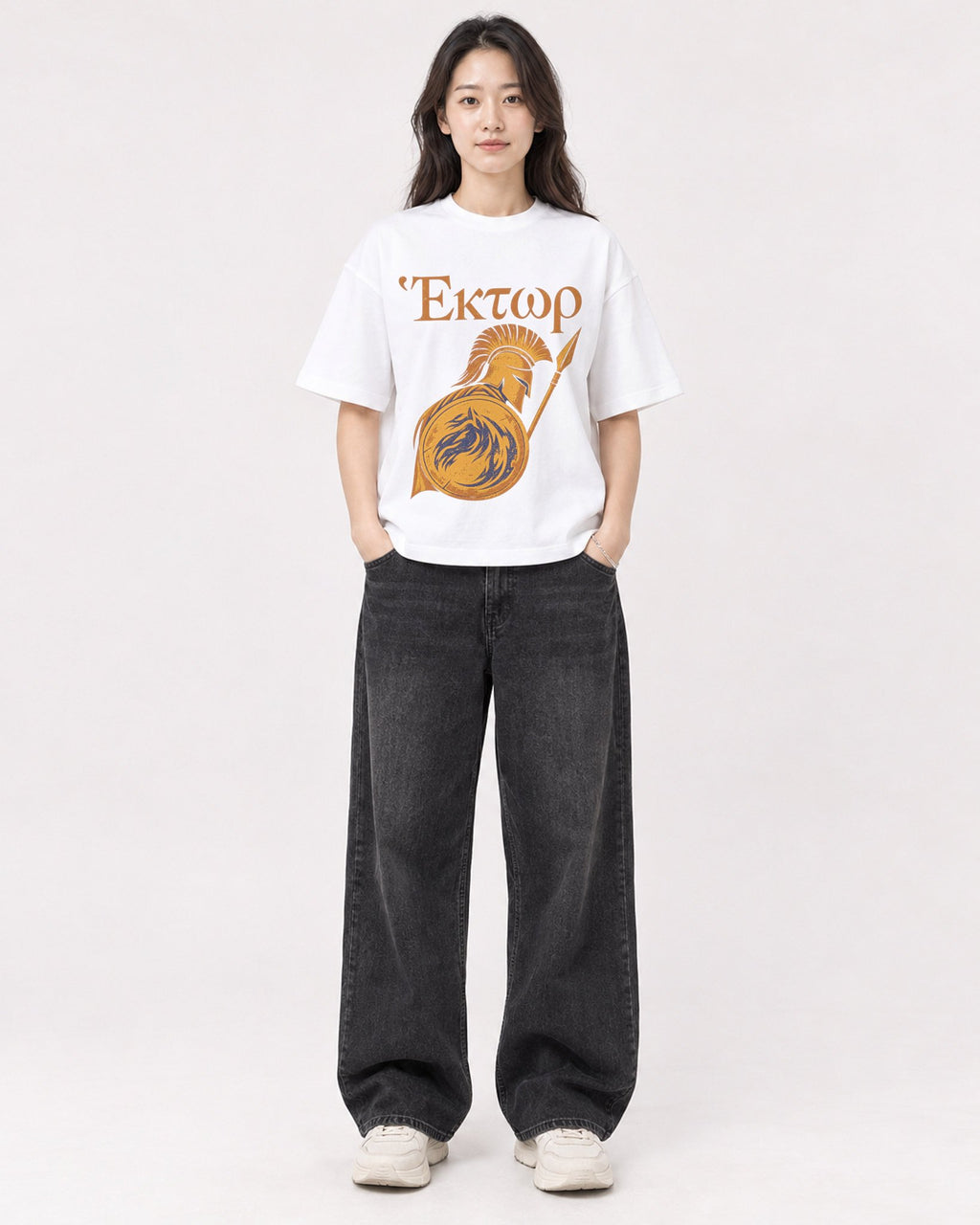 Mockup Boxy Heavyweight Tee White female full-body 03