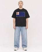 Mockup Boxy Heavyweight Tee Black male full-body 33