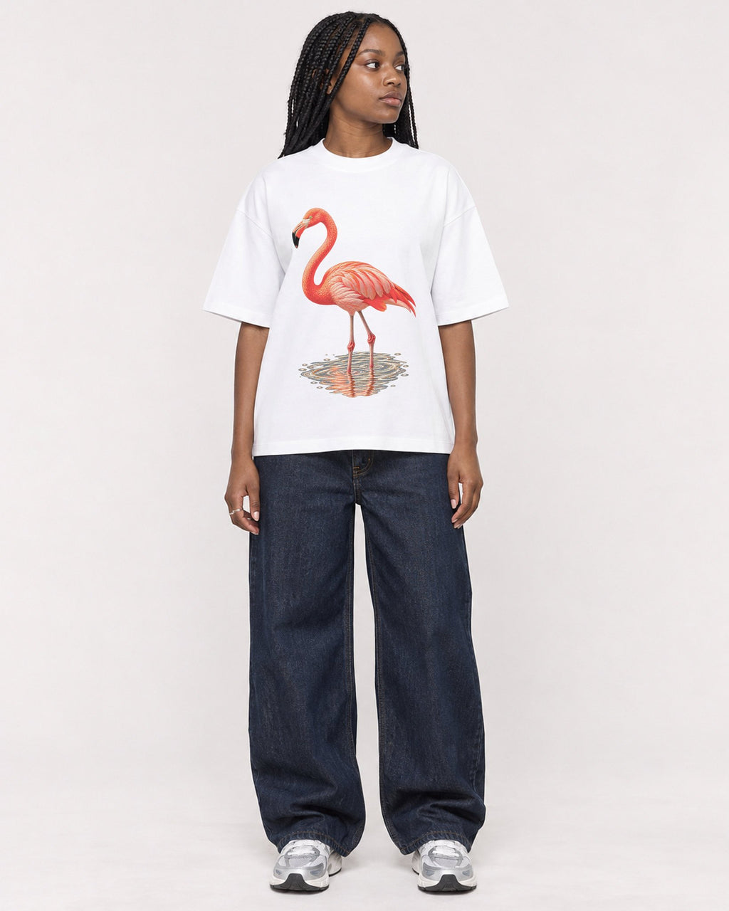 Mockup Boxy Heavyweight Tee White female full-body 04