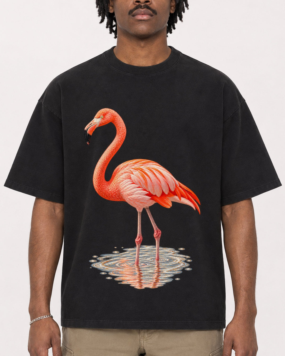 Mockup Boxy Heavyweight Tee Black male close-up 04