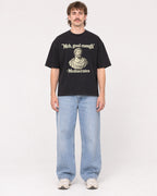 Mockup Boxy Heavyweight Tee Black male full-body 29