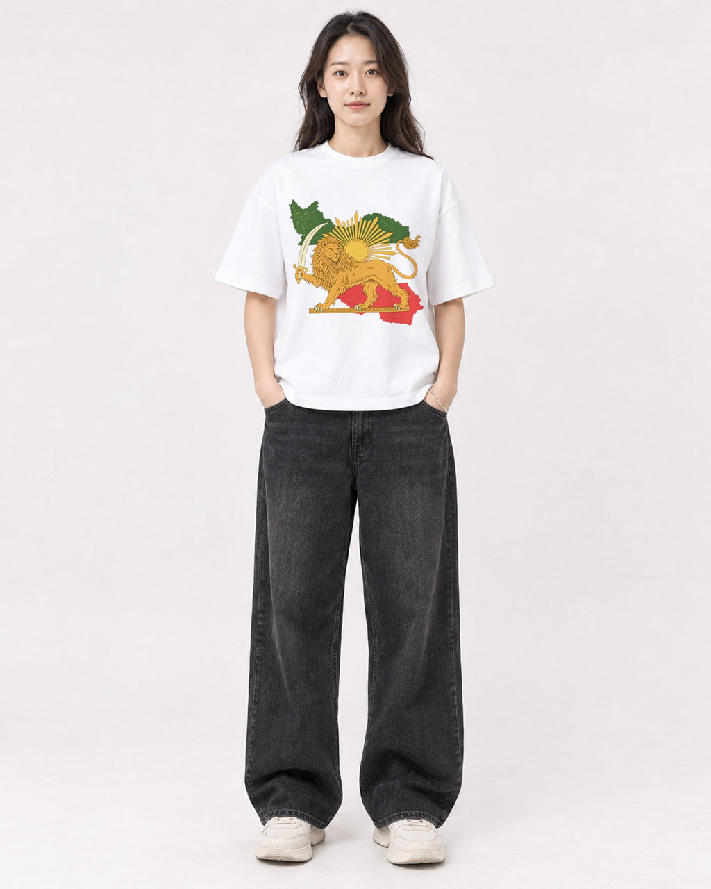 Mockup Boxy Heavyweight Tee White female full-body 03