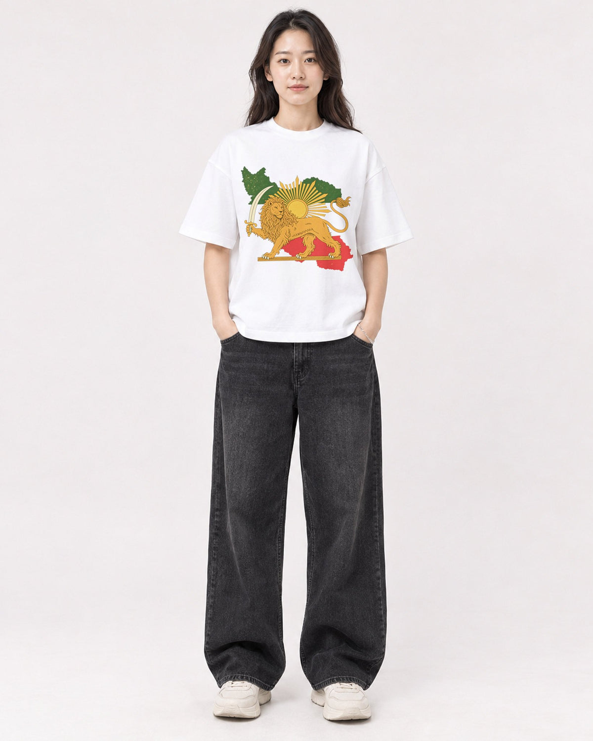 Mockup Boxy Heavyweight Tee White female full-body 03