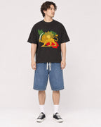 Mockup Boxy Heavyweight Tee Black male full-body 03