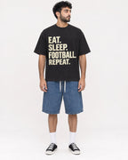 Mockup Boxy Heavyweight Tee Black male full-body 07