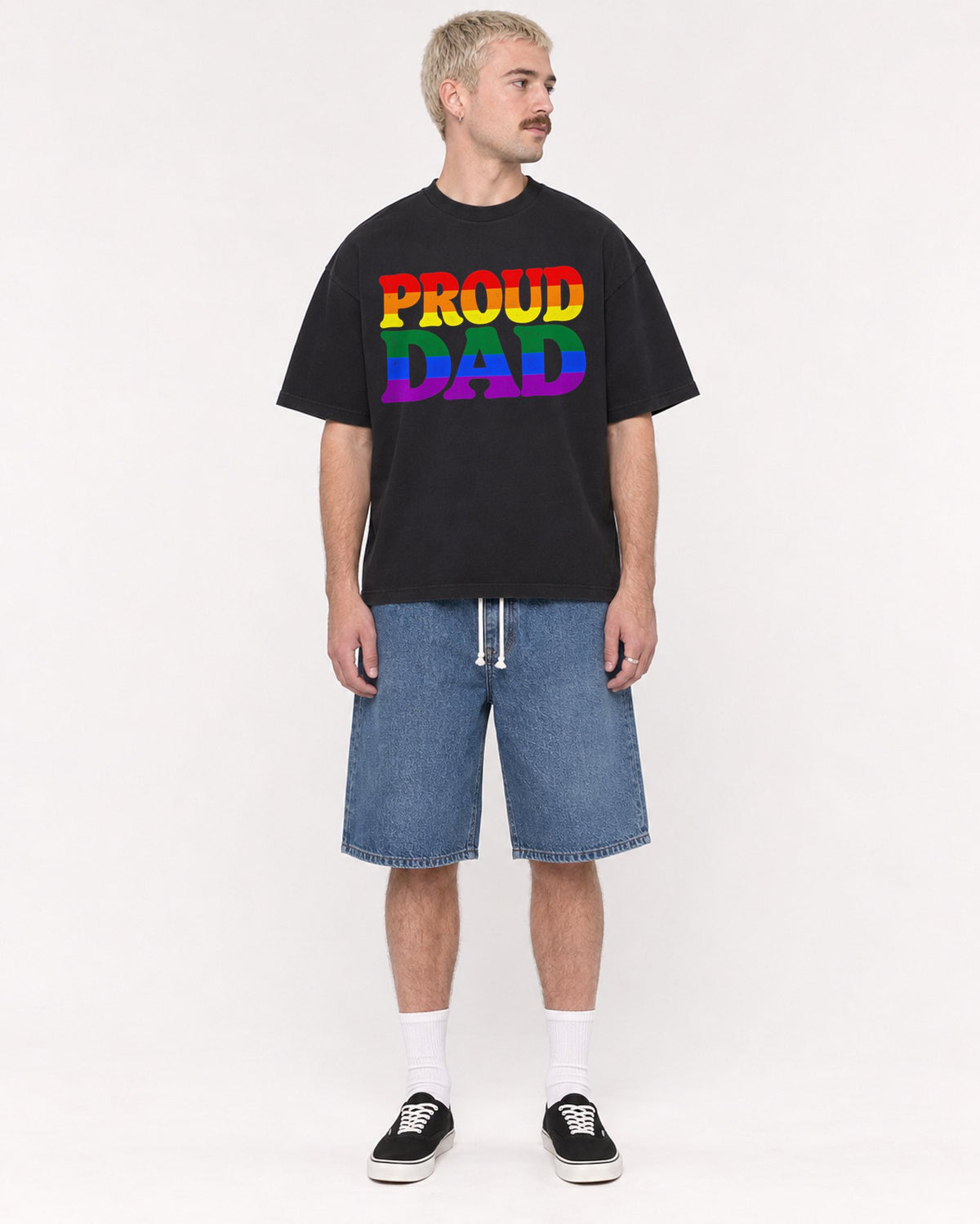 Mockup Boxy Heavyweight Tee Black male full-body 39