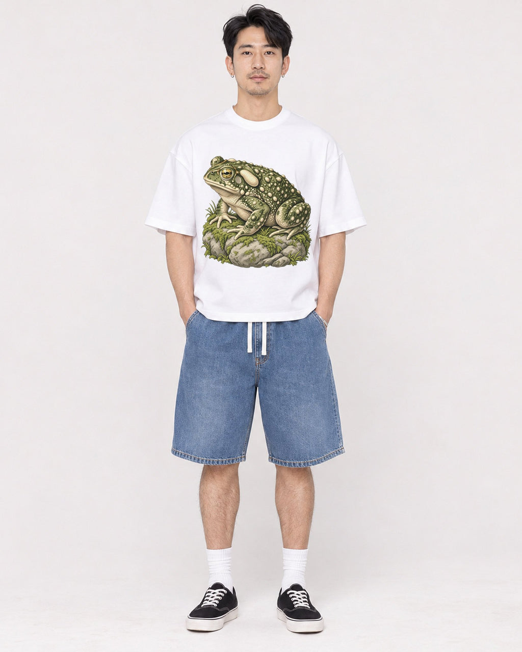 Mockup Boxy Heavyweight Tee White male full-body 13