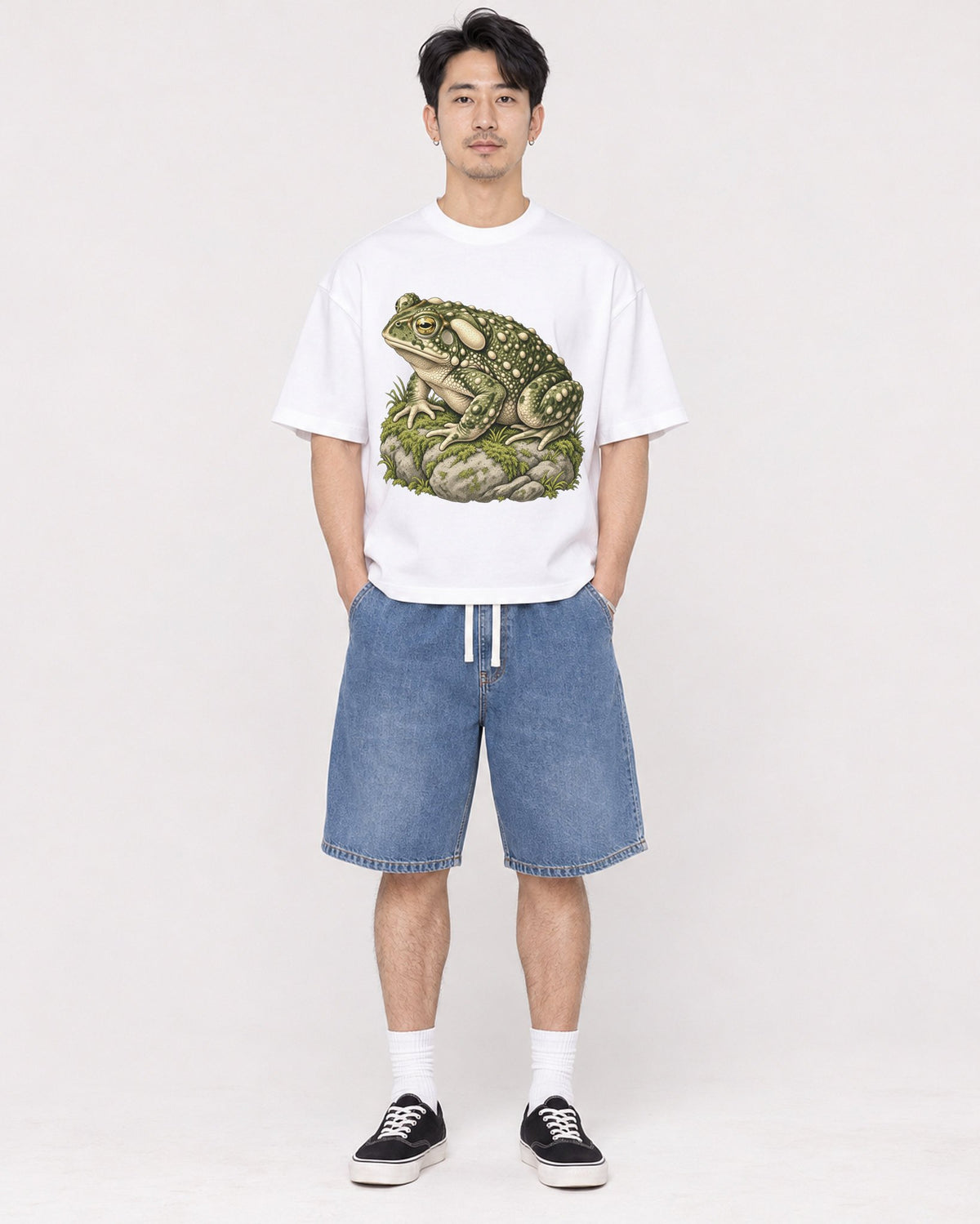 Mockup Boxy Heavyweight Tee White male full-body 13
