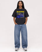 Mockup Boxy Heavyweight Tee Black female full-body 04