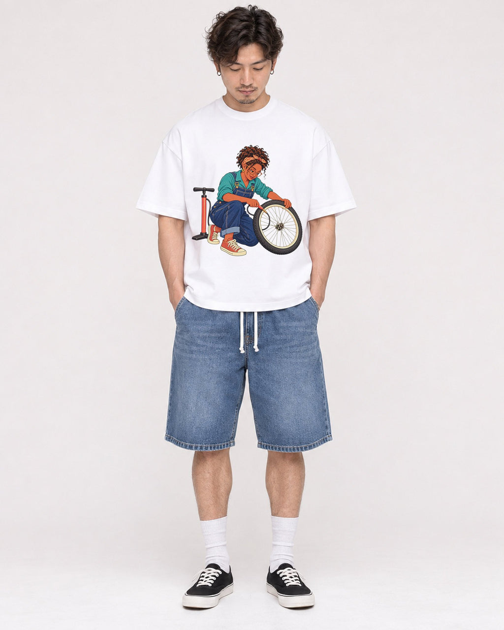 Mockup Boxy Heavyweight Tee White male full-body 03