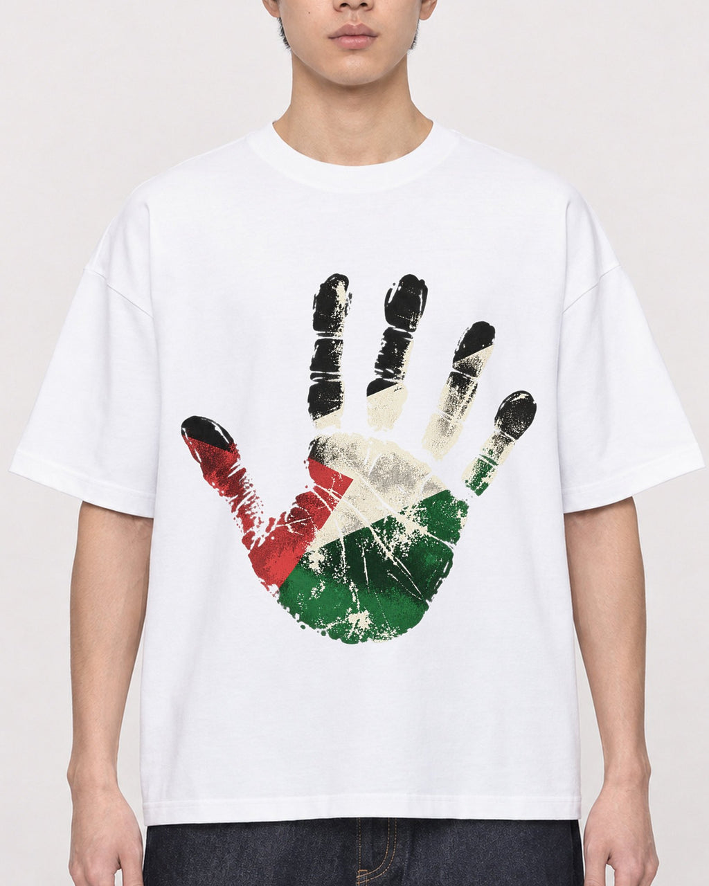 Mockup Boxy Heavyweight Tee White male close-up 01