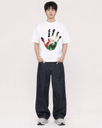 Mockup Boxy Heavyweight Tee White male full-body 01