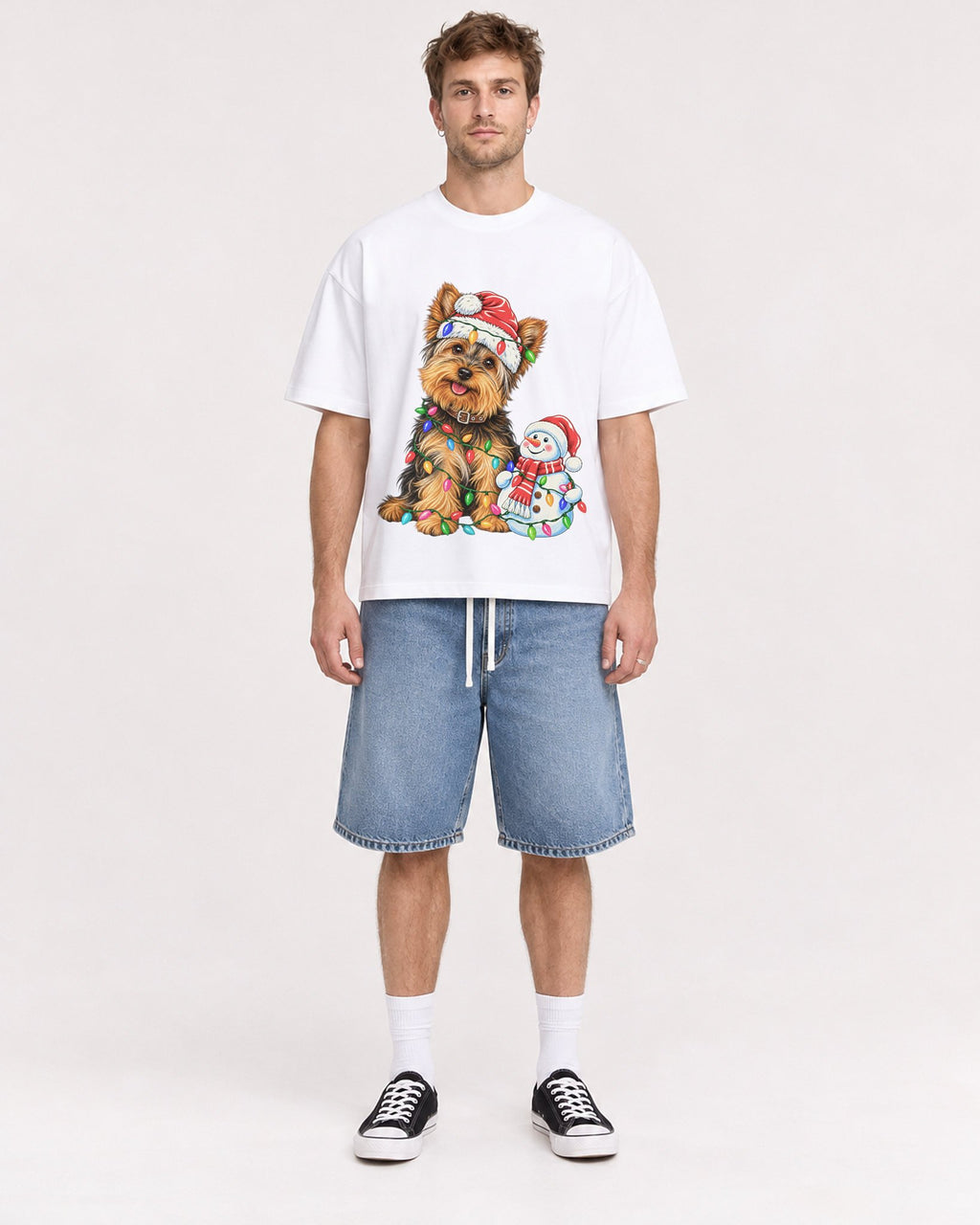 Mockup Boxy Heavyweight Tee White male full-body 08