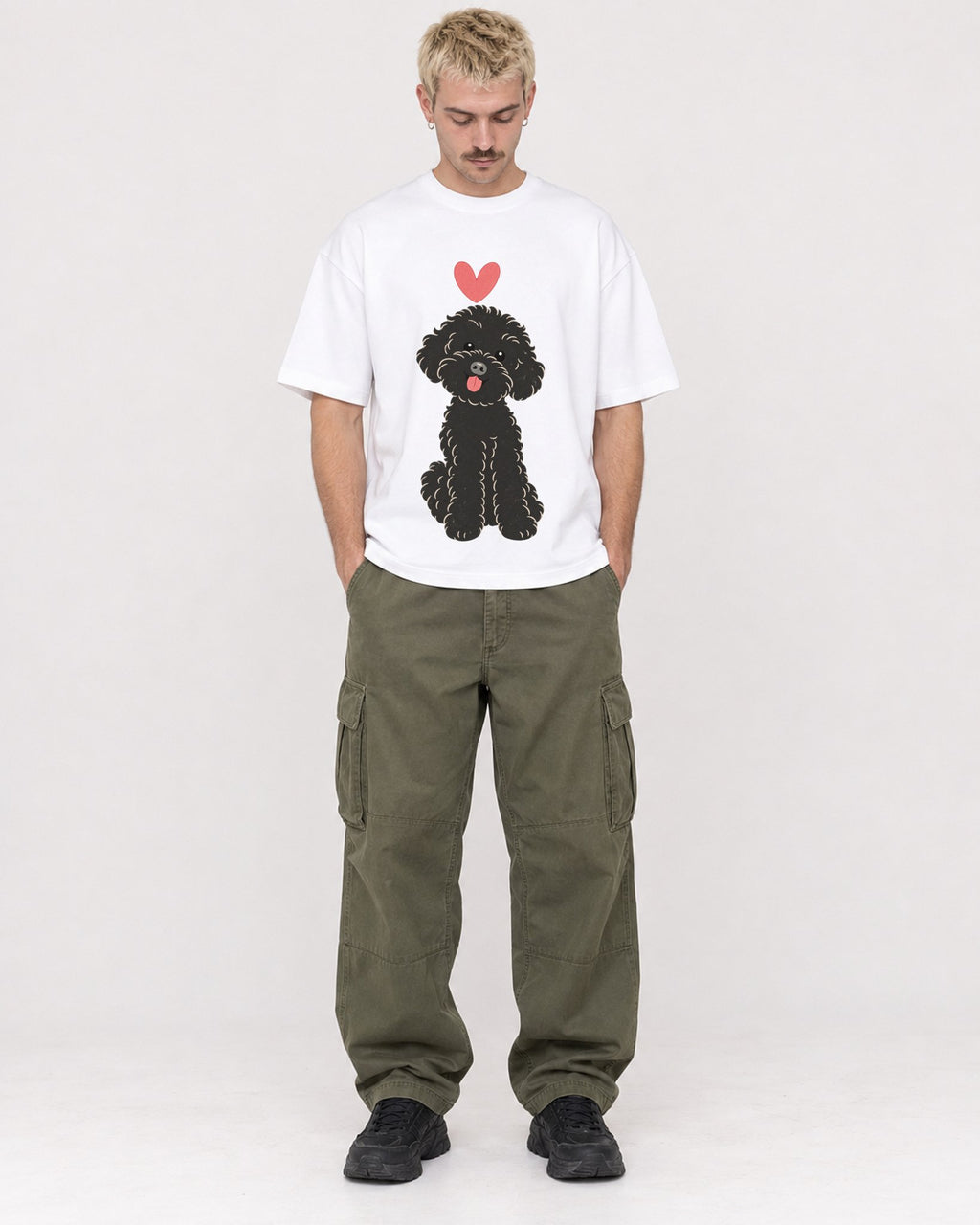 Mockup Boxy Heavyweight Tee White male full-body 39