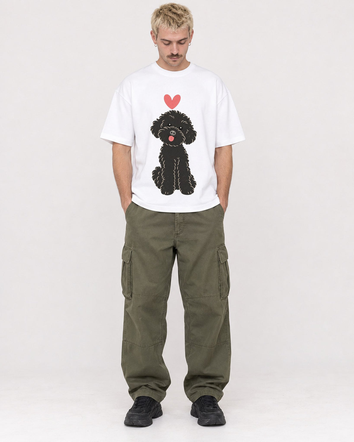 Mockup Boxy Heavyweight Tee White male full-body 39