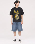 Mockup Boxy Heavyweight Tee Black male full-body 11