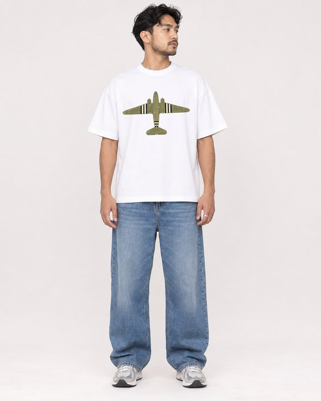 Mockup Boxy Heavyweight Tee White male full-body 02