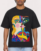 Mockup Boxy Heavyweight Tee Black male close-up 05
