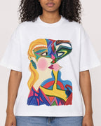 Mockup Boxy Heavyweight Tee White female close-up 05