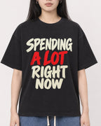 Mockup Boxy Heavyweight Tee Black female close-up 01