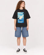 Mockup Boxy Heavyweight Tee Black female full-body 09
