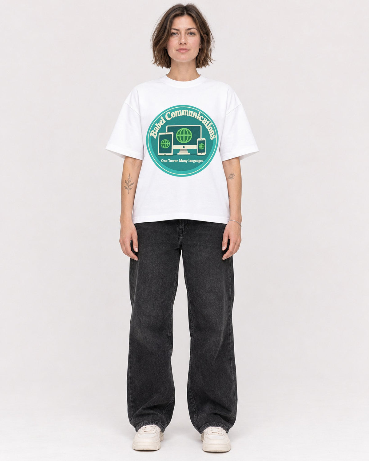 Mockup Boxy Heavyweight Tee White female full-body 18