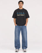 Mockup Boxy Heavyweight Tee Black male full-body 10