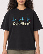 Mockup Boxy Heavyweight Tee Black female close-up 10