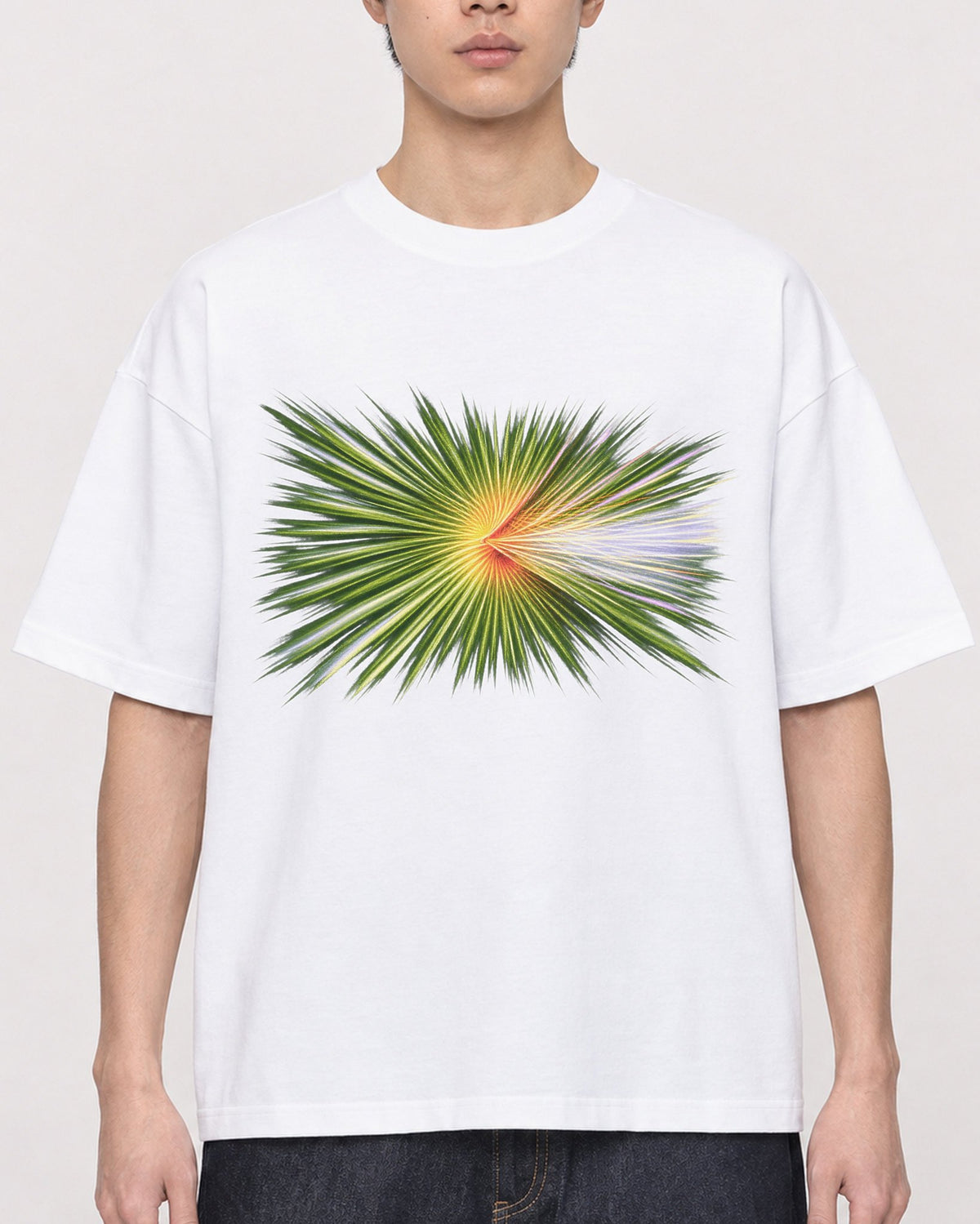 Mockup Boxy Heavyweight Tee White male close-up 01