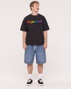 Mockup Boxy Heavyweight Tee Black male full-body 19