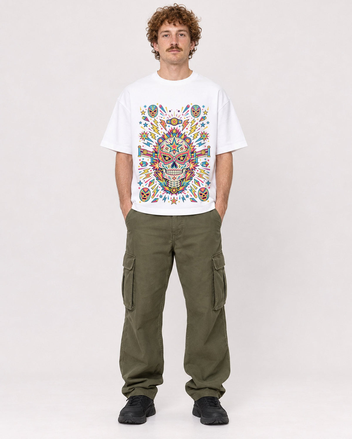 Mockup Boxy Heavyweight Tee White male full-body 09