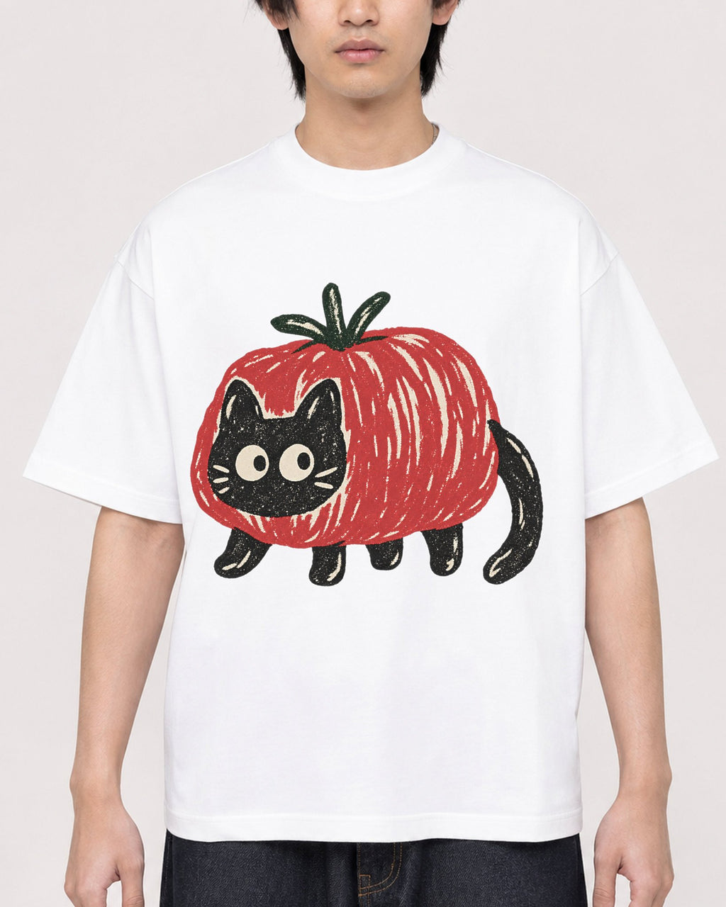 Mockup Boxy Heavyweight Tee White male close-up 11