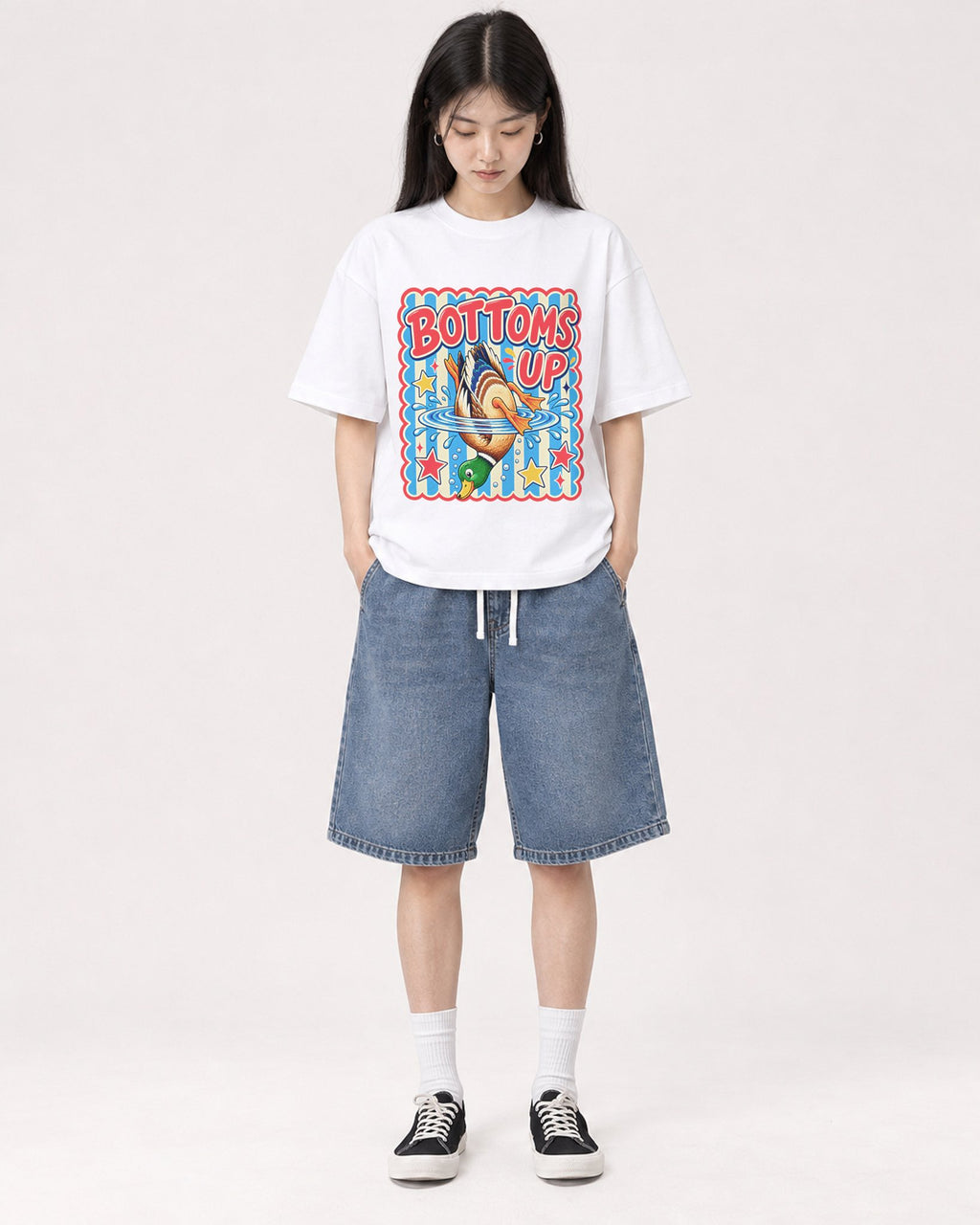 Mockup Boxy Heavyweight Tee White female full-body 01