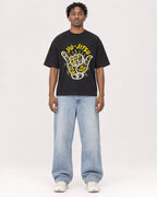 Mockup Boxy Heavyweight Tee Black male full-body 05